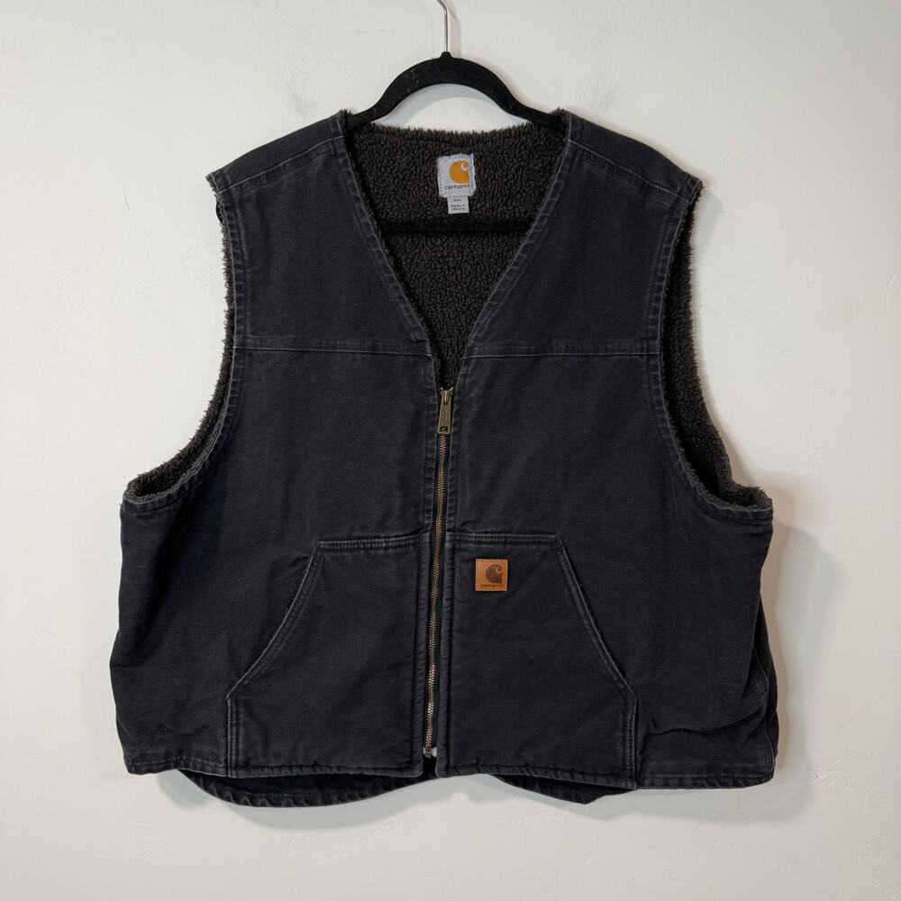 Carhartt Men's V26 Vest Sandstone Rugged Sherpa Lined Black 2XL Workwear